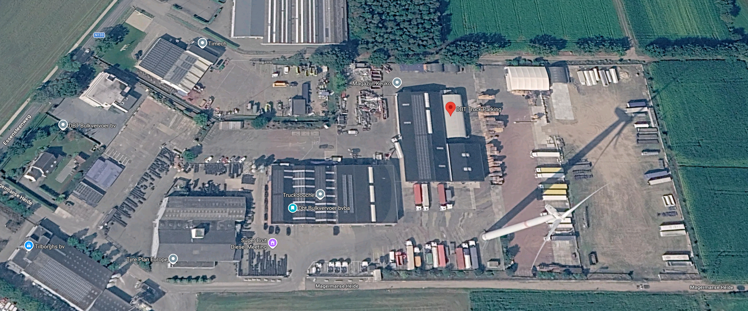 Map preview of the truck parking location